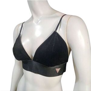 Guess Black Velvet Triangle Bralette (M)